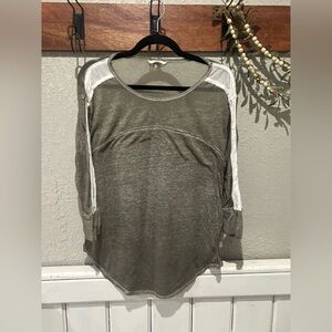 BKE Burnout Olive Green Women's Top